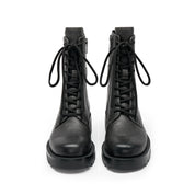 Grey Suede Adjustable Combat Boots