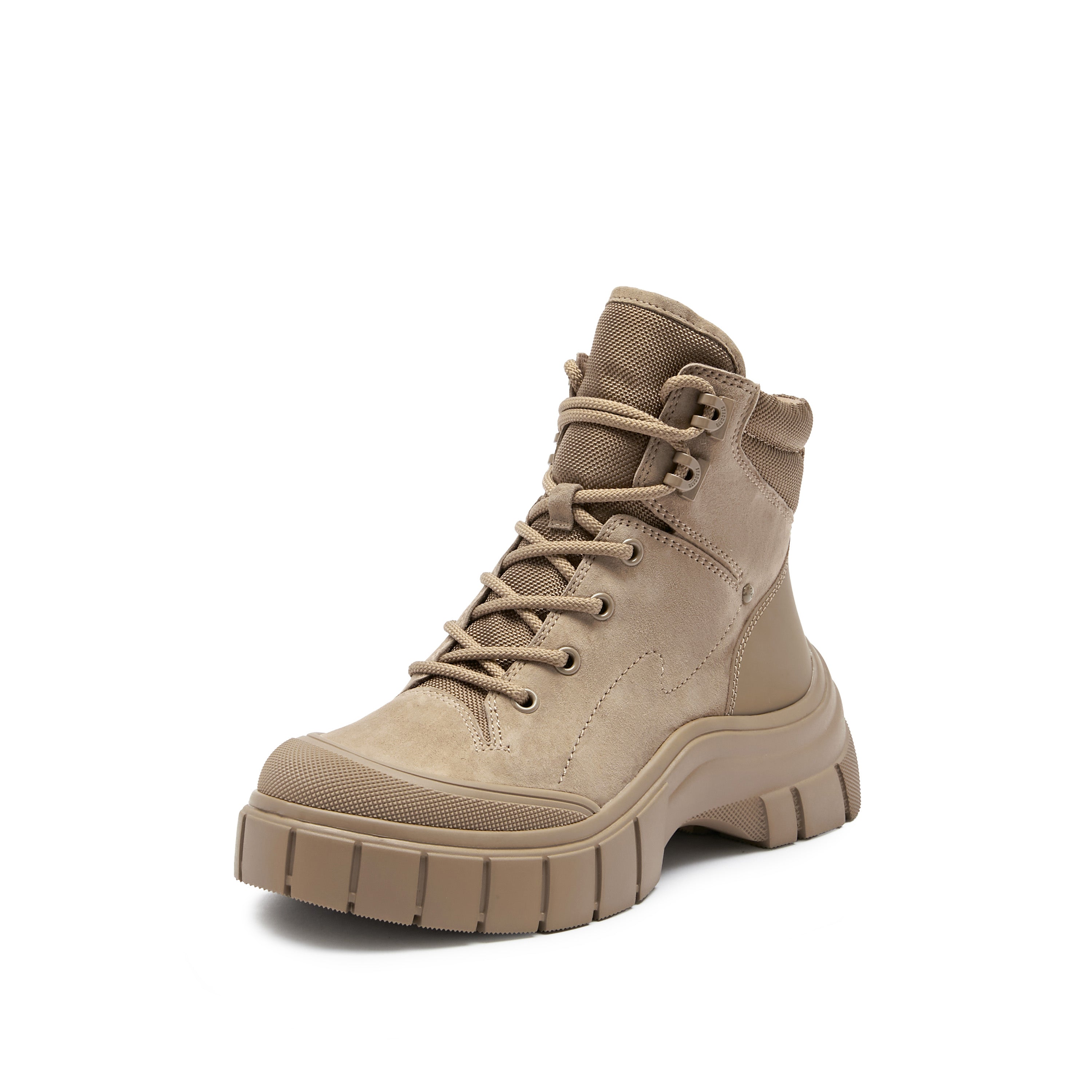 Khaki Suede ST Key Platform Lace Up Boots