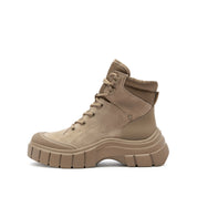 Khaki Suede ST Key Platform Lace Up Boots