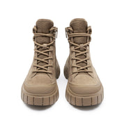 Khaki Suede ST Key Platform Lace Up Boots