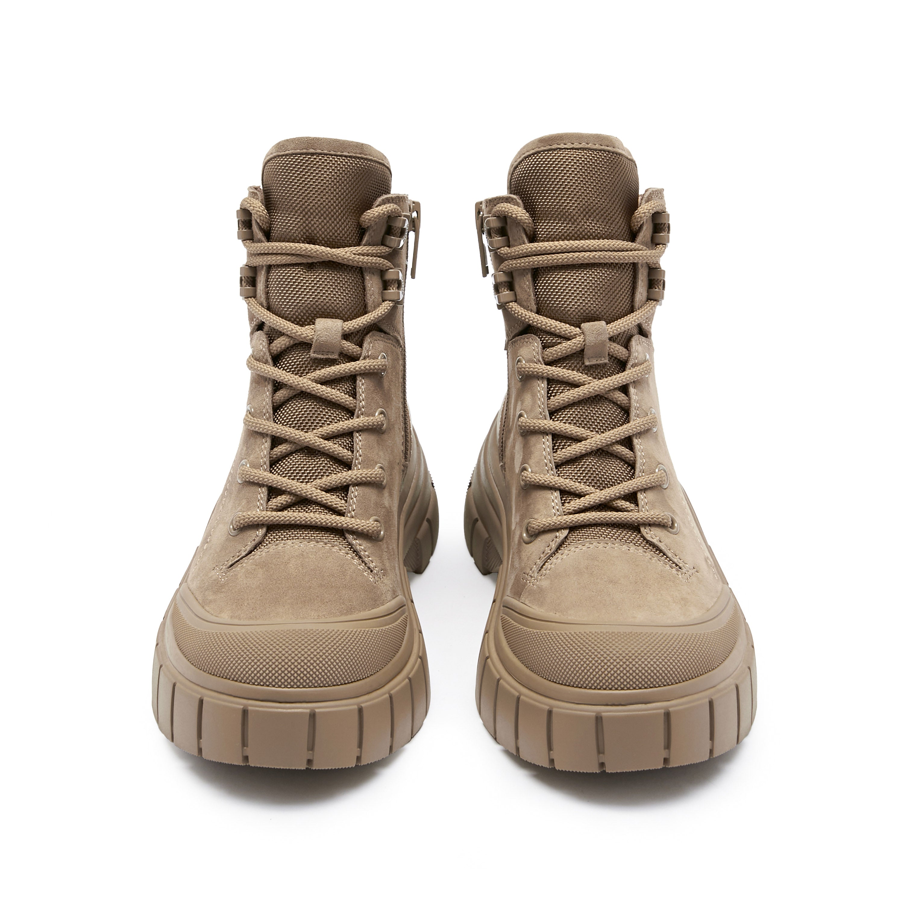 Khaki Suede ST Key Platform Lace Up Boots