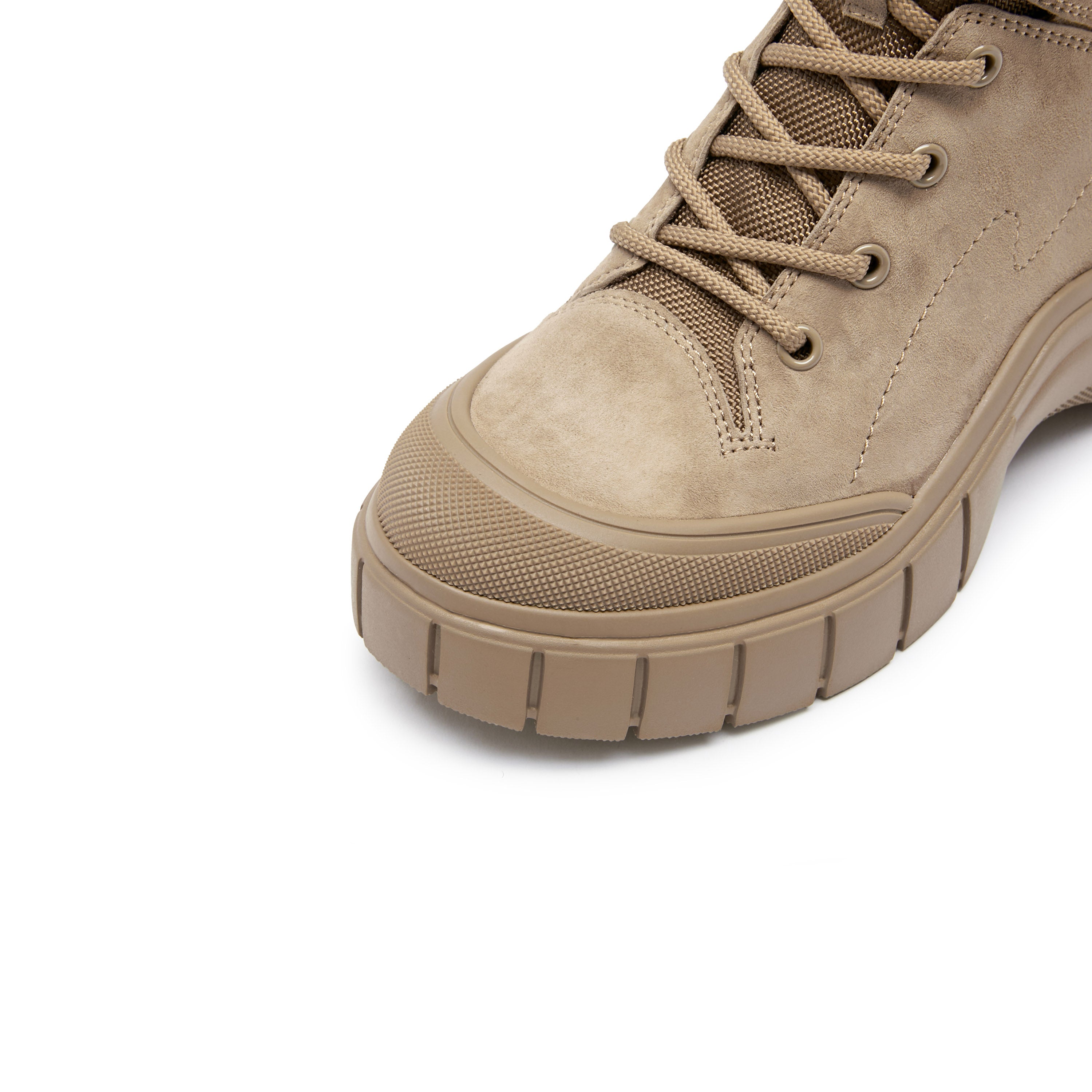 Khaki Suede ST Key Platform Lace Up Boots