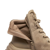 Khaki Suede ST Key Platform Lace Up Boots
