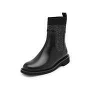 Black Crystal Knit Chelsea Boots