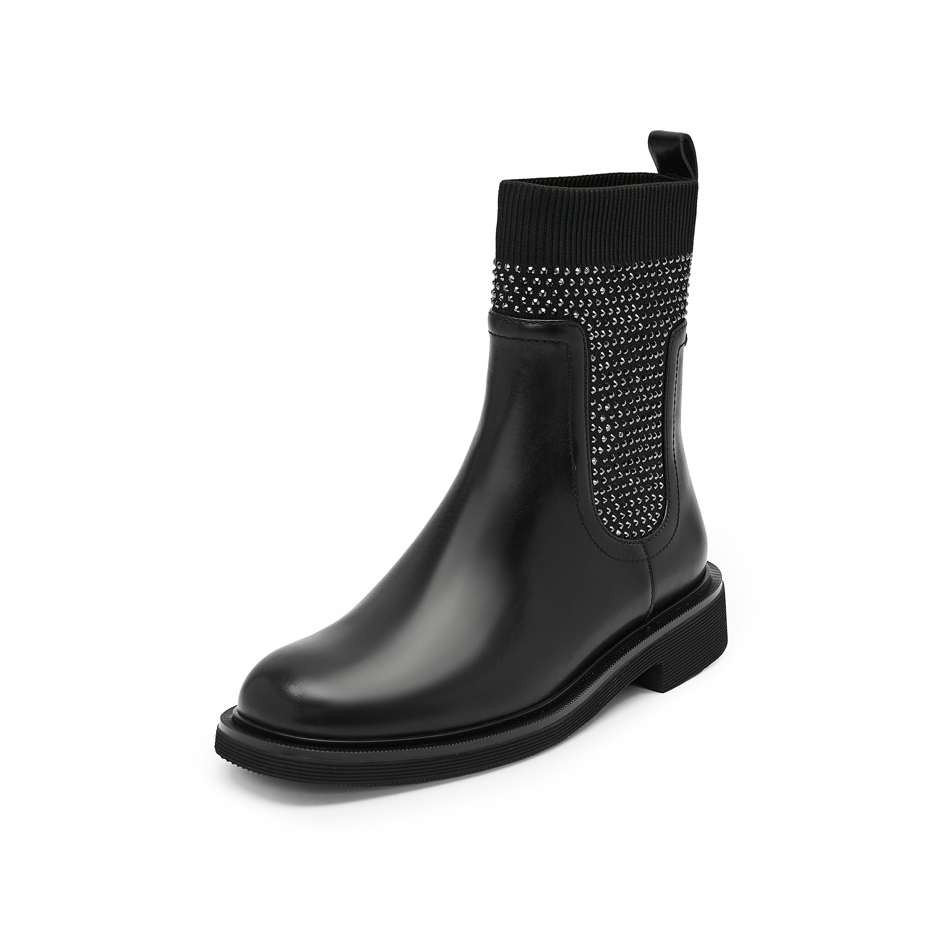 Black Crystal Knit Chelsea Boots