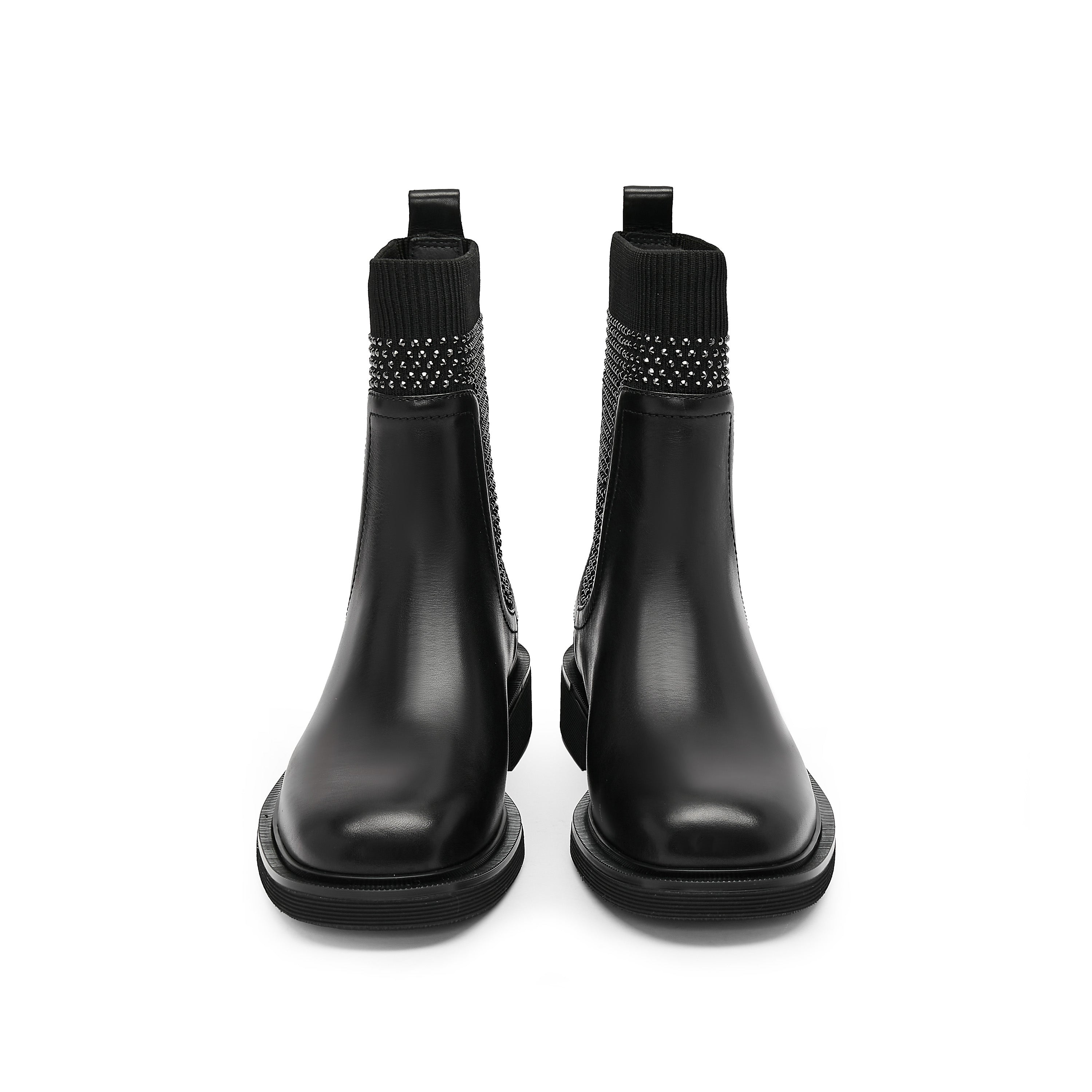 Black Crystal Knit Chelsea Boots