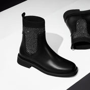 Black Crystal Knit Chelsea Boots