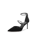 Load image into Gallery viewer, Black Pearly Double Strap Pointy Pumps

