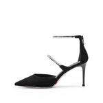 Load image into Gallery viewer, Black Pearly Double Strap Pointy Pumps
