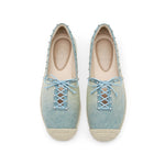 Load image into Gallery viewer, Denim Bow Tie Crystal Espadrilles
