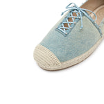 Load image into Gallery viewer, Denim Bow Tie Crystal Espadrilles
