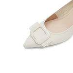 Load image into Gallery viewer, Beige Bucket Leather Pointy Pumps
