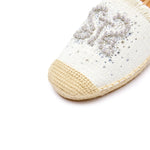 Load image into Gallery viewer, White Crystal Pearl-Embellished Logo Espadrilles
