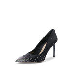 Load image into Gallery viewer, Black Crystal embellished Pointy Pumps
