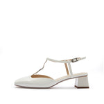 Load image into Gallery viewer, White Square T-Strap Patent Pumps
