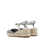 Load image into Gallery viewer, Silver Glitter Espadrille Wedge Sandals
