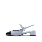 Load image into Gallery viewer, Blue Toe Cap Pearly Slingback Pumps
