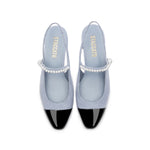Load image into Gallery viewer, Blue Toe Cap Pearly Slingback Pumps
