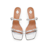 Load image into Gallery viewer, Silver Crystal Thorns Strap Heeled Sandals
