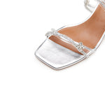 Load image into Gallery viewer, Silver Crystal Thorns Strap Heeled Sandals
