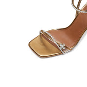 Bronze Crystal Thorns Cross Strap Heel Sandals