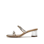 Load image into Gallery viewer, Bronze Crystal Thorns Strap Heeled Sandals
