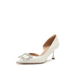 Load image into Gallery viewer, Beige Crystal Buckle D&#39;Orsay Pumps
