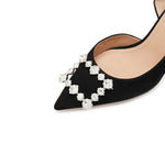 Load image into Gallery viewer, Black Crystal Buckle D&#39;Orsay Pumps
