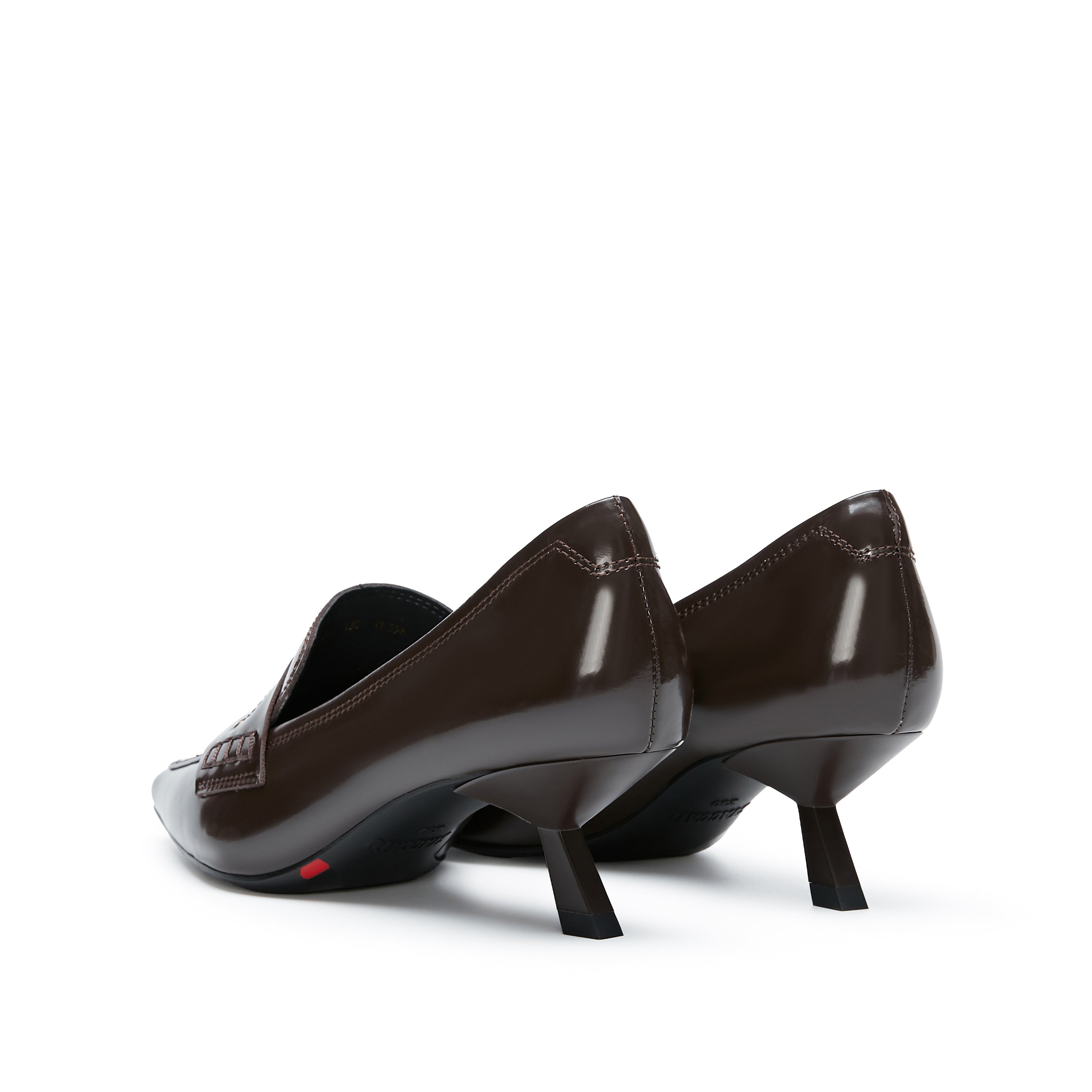 Brown Leather Pointy Penny Pumps