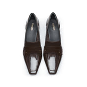 Brown Leather Pointy Penny Pumps