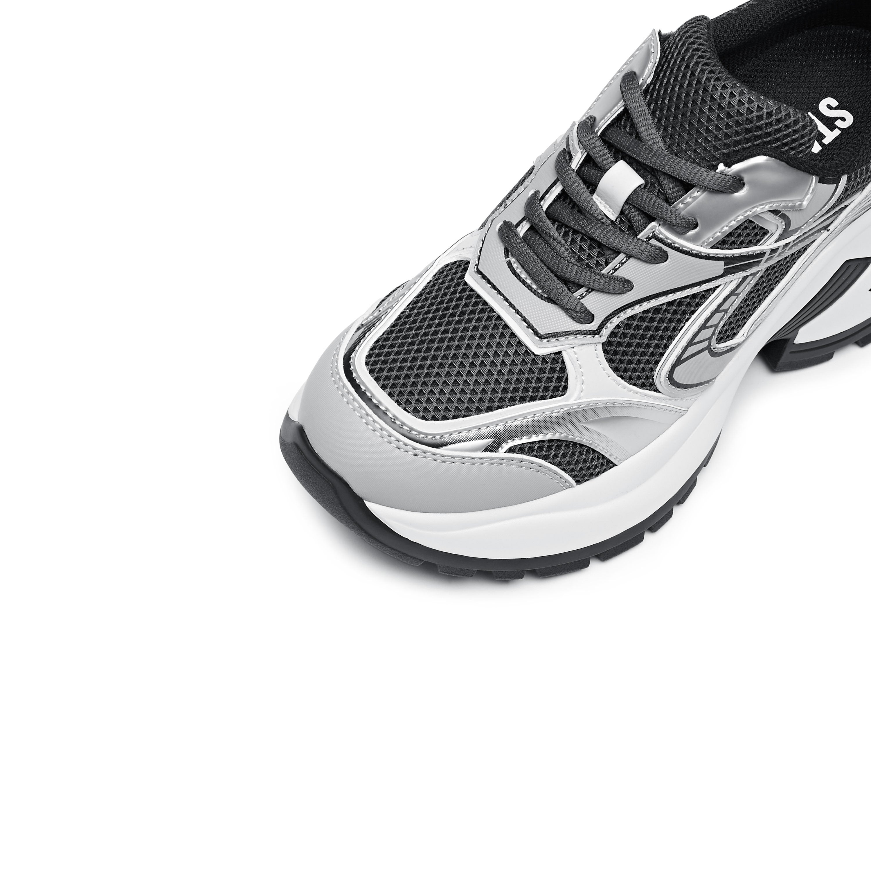 Sliver- Grey Meshed Chunky Sneakers