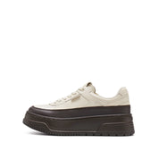 Beige Platform Two-tone Leather Sneakers
