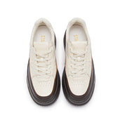 Beige Platform Two-tone Leather Sneakers