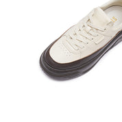 Beige Platform Two-tone Leather Sneakers