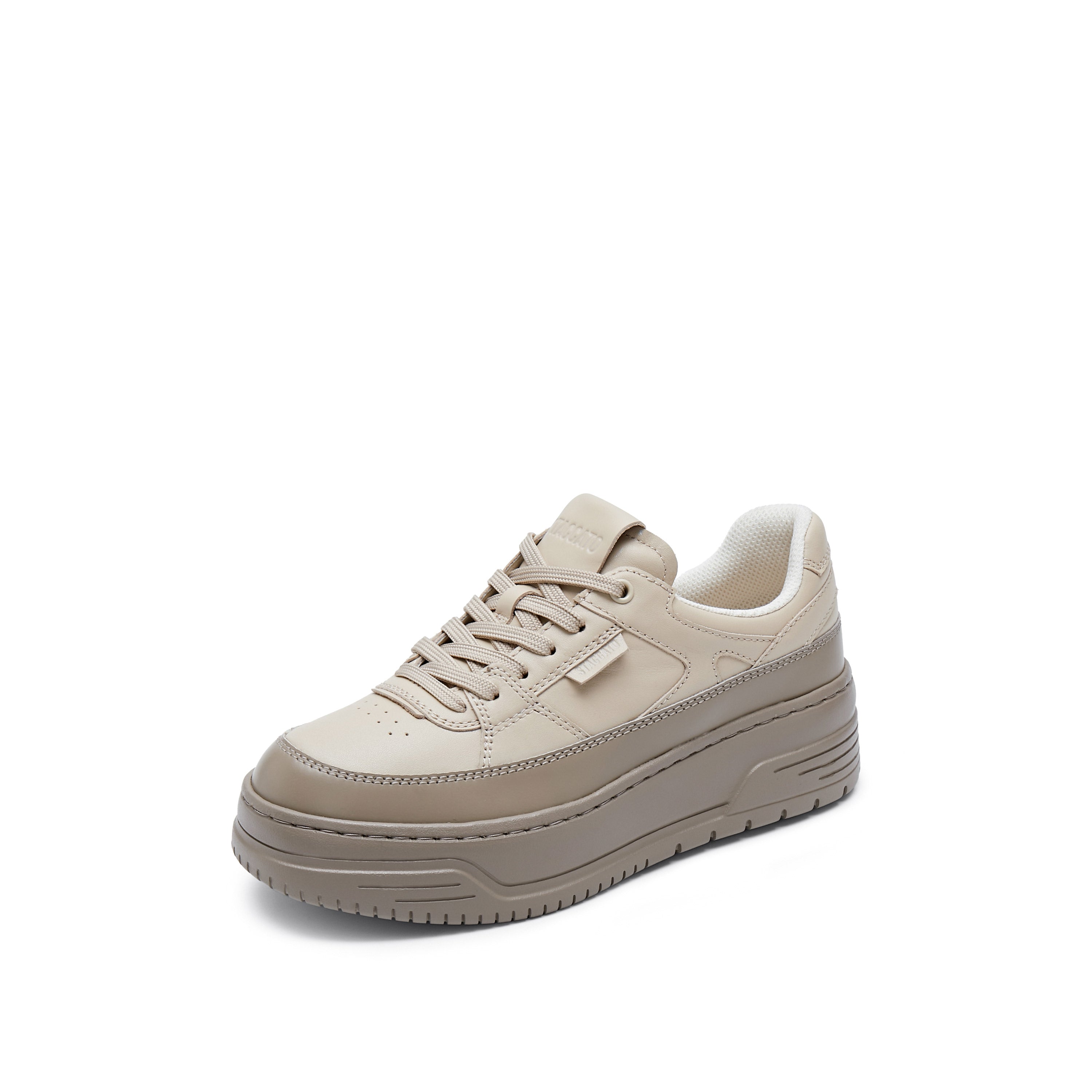 Taupe Platform Two-tone Leather Sneakers