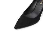 Black Suede Leather Pumps