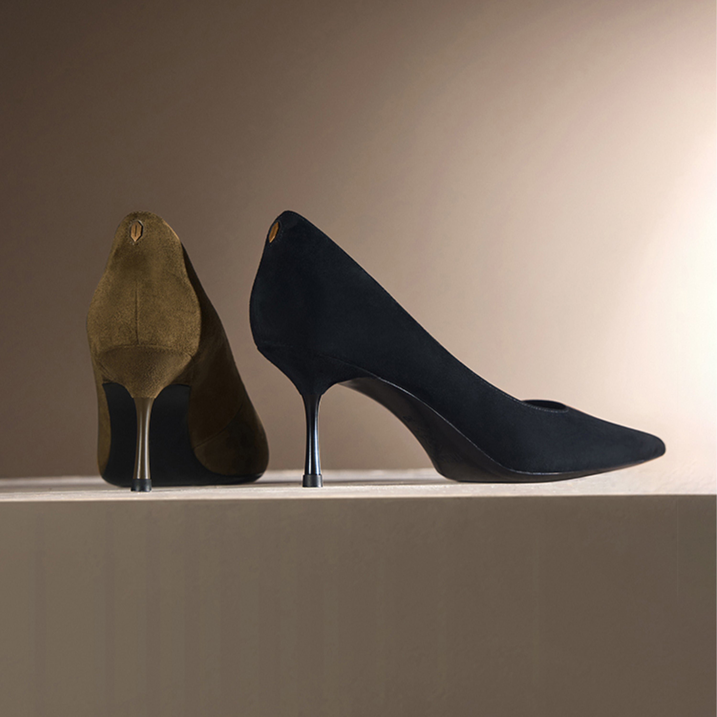 Black Suede Leather Pumps