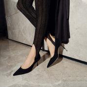 Black Suede Leather Pumps