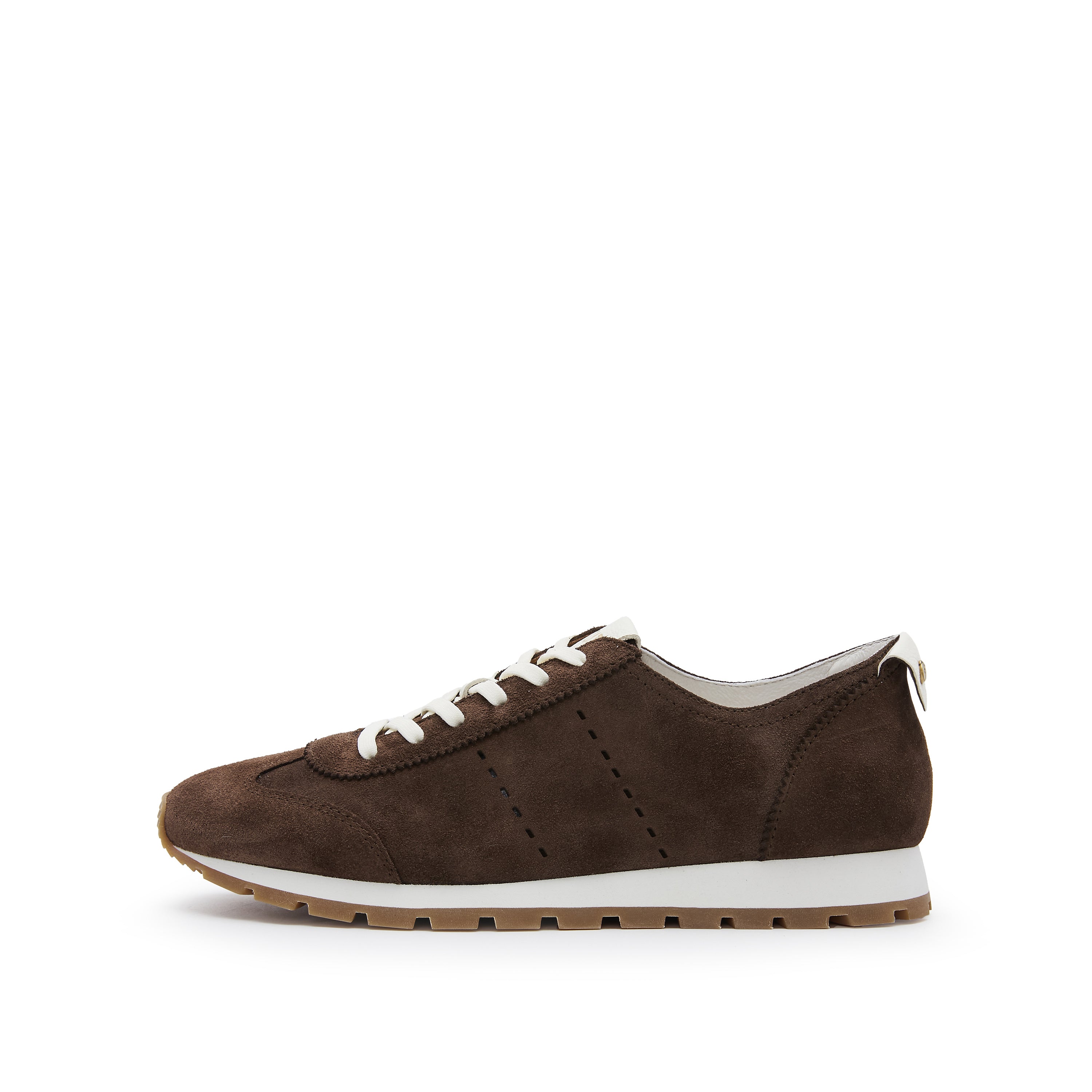 Brown Suede Slim- cut Lace-up Runner