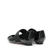 Black Pleated Leather Pointed Ballerina Flats