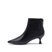 Black Pointy Leather Ankle Boots