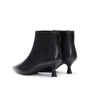 Black Pointy Leather Ankle Boots