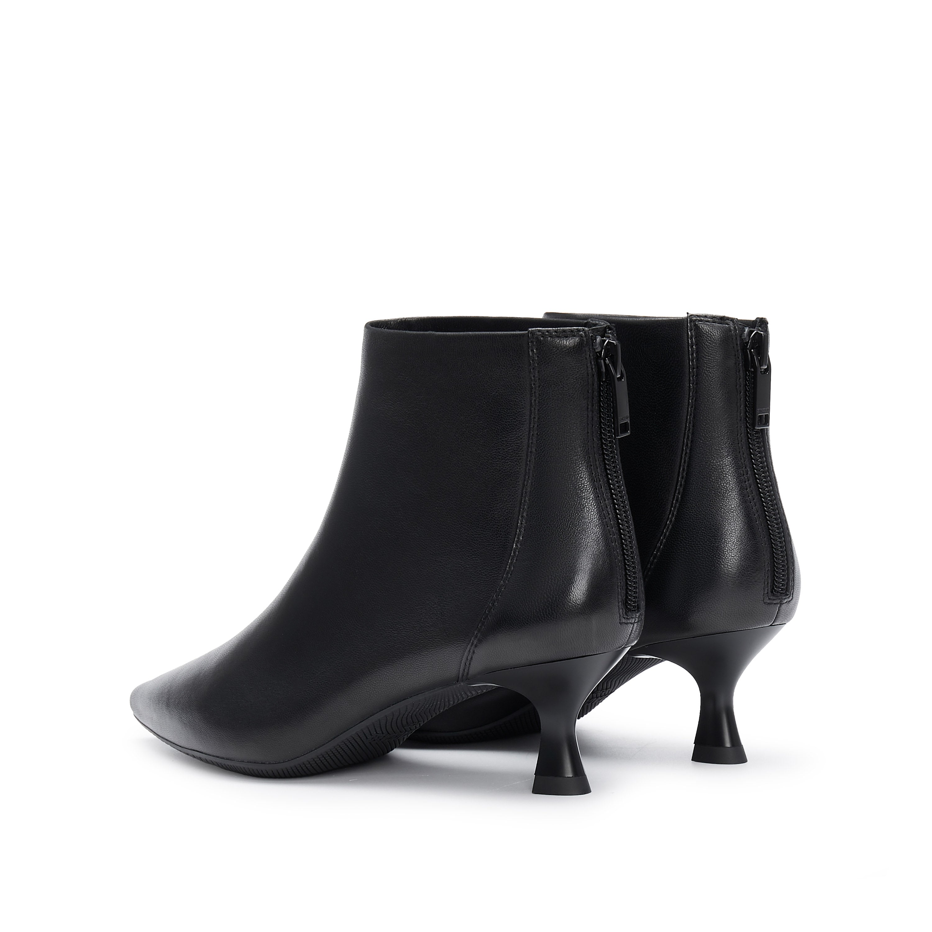 Black Pointy Leather Ankle Boots