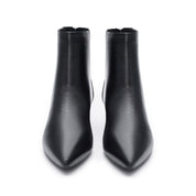 Black Pointy Leather Ankle Boots