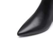 Black Pointy Leather Ankle Boots