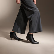 Black Pointy Leather Ankle Boots