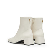 Beige Square Toe Softy Leather Ankle Boots