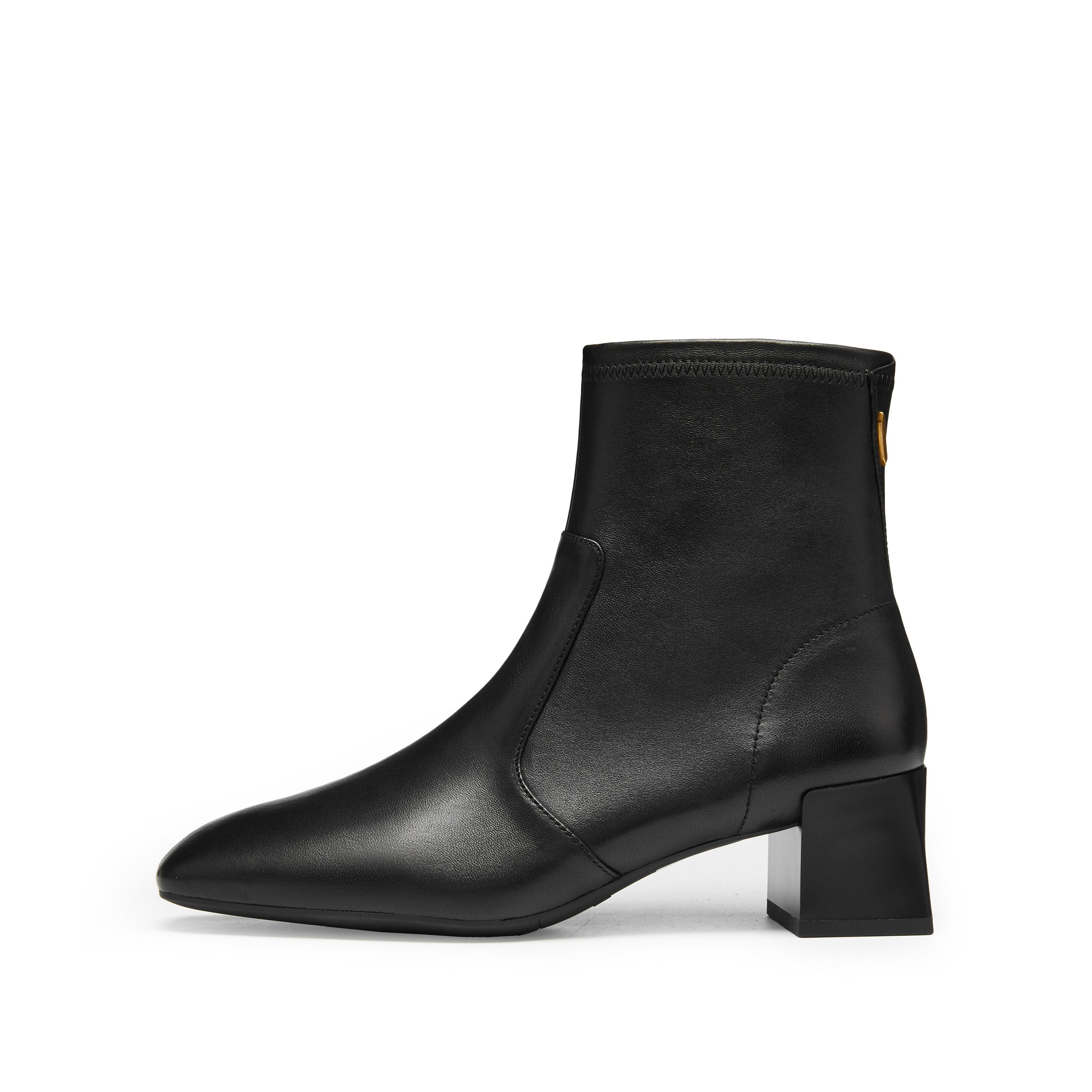 Black Square Toe Softy Leather Ankle Boots