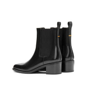 Black Leather Heeled Ankle Charles Boots