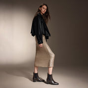 Black Leather Heeled Ankle Charles Boots